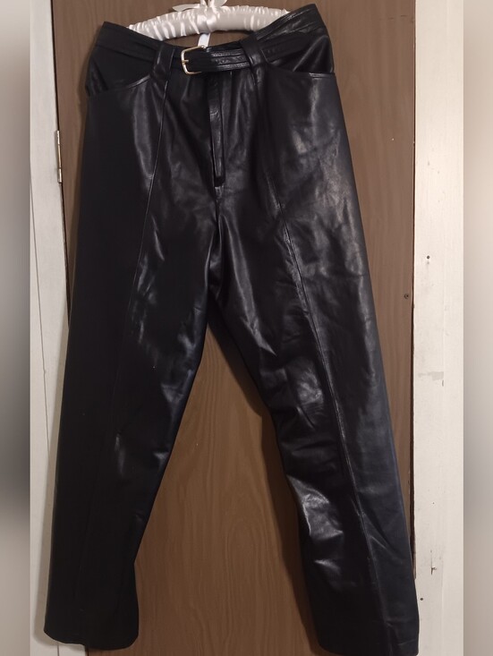 Gucci Pants - Gucci Black Satin-Lined Leather Pants with Embroidered Label W. 32. L 42